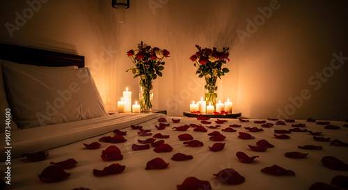 Wallpaper Mural A luxury hotel room interior featuring antique wood furniture, a vintage fireplace, and a decorated Christmas tree beside a comfortable bed and lamp-lit seating area near the window Torontodigital.ca