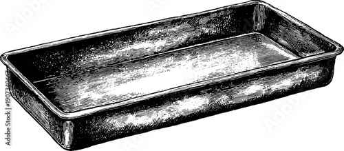 Rectangular serving tray outline with vintage botanical engraving for design and decor