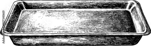 Rectangular serving tray outline with vintage botanical engraving for design projects