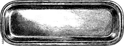 Rectangular serving tray outline with vintage botanical engraving for design