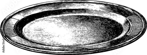 Vintage botanical engraving of oval serving platter for presentation design