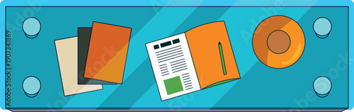 Coffee glass table top view. Cartoon furniture