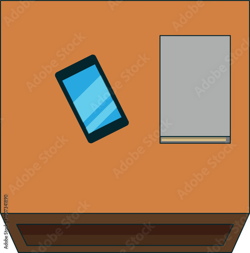 Nightstand top view. Bedside table. Bedroom furniture