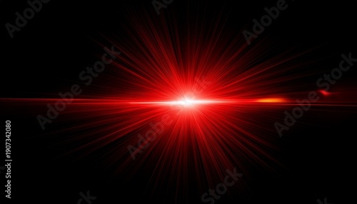 Abstract Red Lens Flare Effect On Black Background For Design Random Color And Light Shapes
