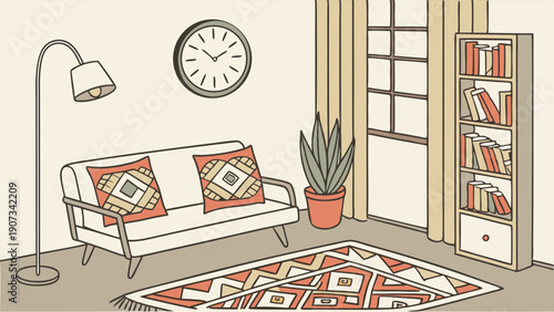 Cozy Living Room Interior Design for Home Decor Website Banner Modern Minimalist Relaxation Space