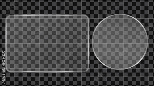 Liquid glass smartphone interface isolated. White ui light frame square and circle banner with shine stroke. set of vector banners signs, border, glow, shine, tech 