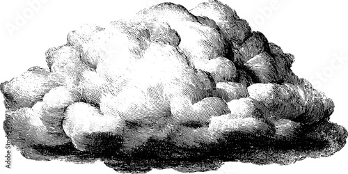 Vintage botanical cloud engraving - abstract weather symbolic illustration for design