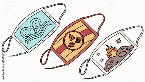 Elemental Face Masks Air Water Earth Fire Designs for Protection and Fun Themed Apparel