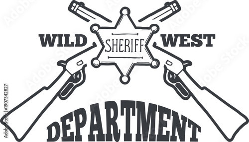 Sheriff department badge in wild west retro style