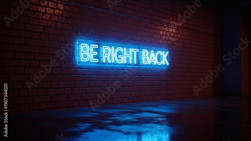Neon Sign in Dark Room Interior.