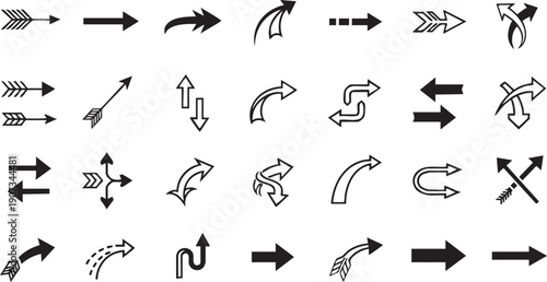 Black and white arrow symbols for direction navigation arrows