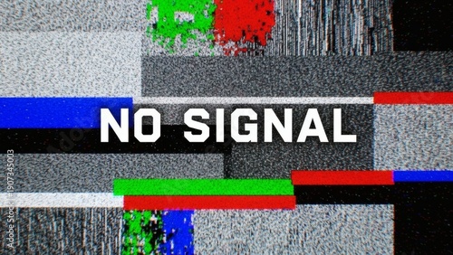 No Signal Television Static Screen Display.