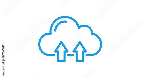Cloud Data Upload Download Arrows Icon, Internet Server Transfer Symbol, Isolated White Background.