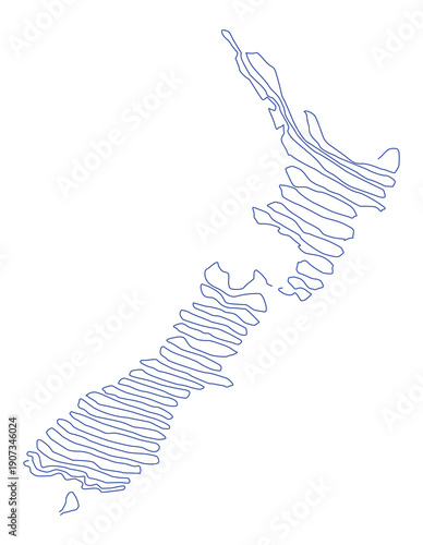 Unique Illustration of the shape of the New Zealand