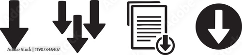 Black and white download arrows symbols signs