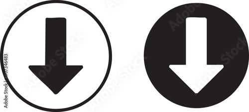 Black and white downward arrows in circles