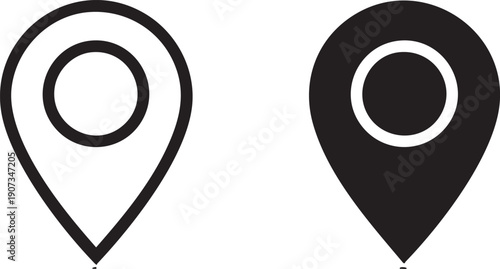 Black and white map pin with circles location pin navigation symbol map marker