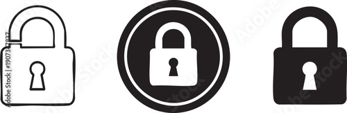 Black and white padlock security symbols