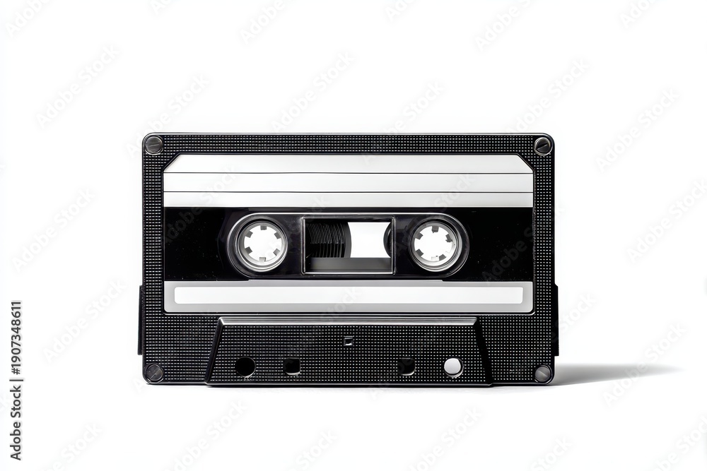 Obraz premium Minimal product shot of a classic cassette on a white backdrop