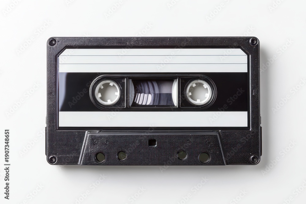 Obraz premium Minimal product shot of a classic cassette on a white backdrop