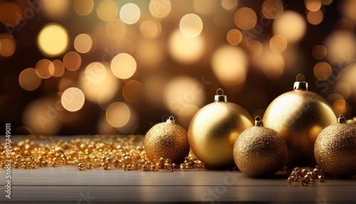 Christmas Background With Golden Balls
