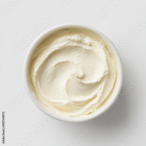 Wallpaper Mural Minimalist food photograph: smooth cream cheese presentation in a white dish Torontodigital.ca