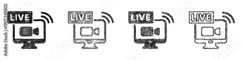 Sketch live streaming icon design set