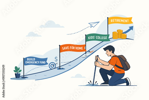 Long-Term Financial Planning Illustration with Saving for Home, Education, and Retirement Goals