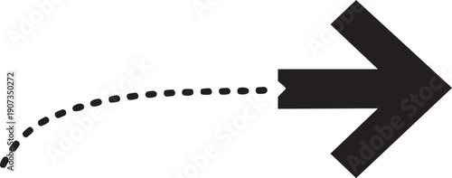 Black arrow with dotted line right direction indicator right arrow navigation symbol