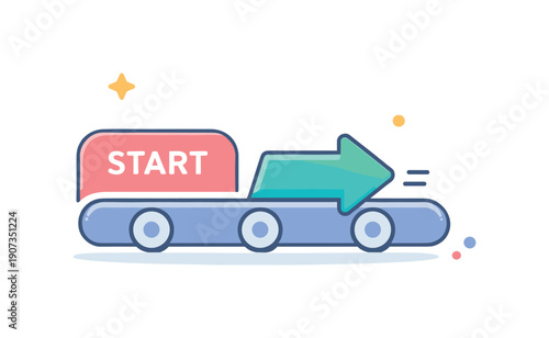 Strategic pause after initiation and allowing early momentum to settle before further intervention in professional workflows, a gently released start marker