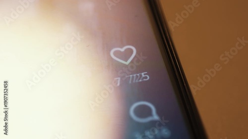 Abstract timelapse of social media feed with rapidly changing photos, likes and comments icons. Numbers constantly updating. Viral content, engagement, information overload and digital lifestyle
