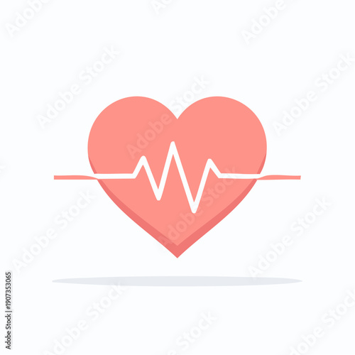 Heartbeat Symbol with ECG Line Depicting Health Monitoring and Medical Icon Concept on White Background