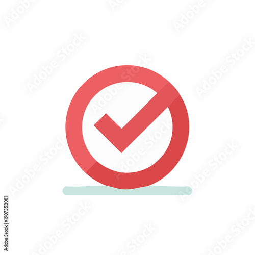 Red Check Mark Symbol Inside Circle Icon Illustration Sign