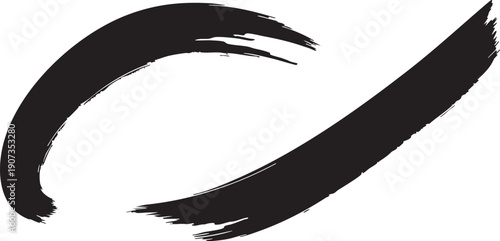 Black brush stroke on white background