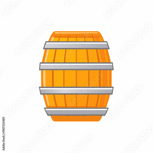 Wooden Barrel with Metal Hoops for Storage of Liquid Goods or Aging Spirits