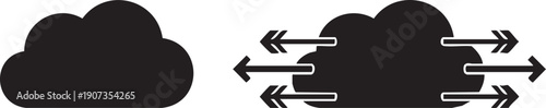 Black cloud with and without arrows on white background cloud symbol cloud arrow symbols