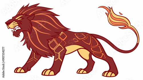 Fierce Fire Lion Mascot Roaring for Gaming Esports Power Fantasy Adventure Web Design Assets