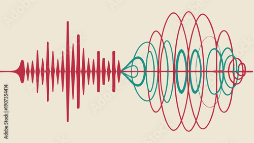 Audio Waveform Transformation Visualizing Sound Frequency Data Transmission for Tech Web Design and Digital Communication Projects