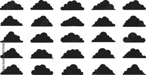 Black clouds on white background cloud shapes weather cloud silhouettes 1