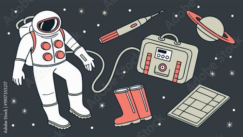 Astronaut Floating in Space with Exploration Gear for Science Missions and Cosmic Discovery Web Design