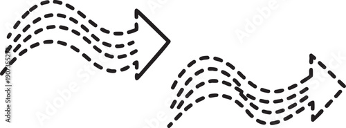 Black dashed arrows on white background dotted lines abstract