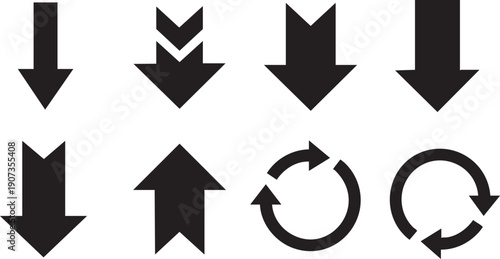 Black directional arrows on white background black arrows symbols 1 signs