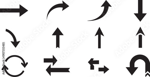 Black directional arrows on white background black arrows symbols 3 signs