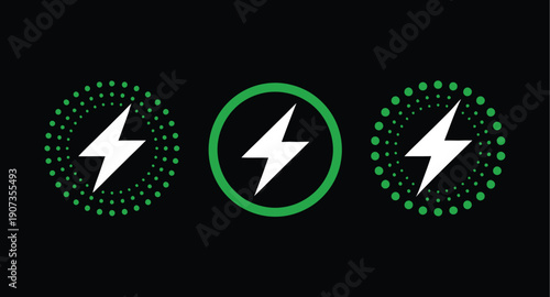 Wireless charging icon set, vector collection of battery energy and charging symbols in multiple variations for web, mobile, UI/UX, and animation design