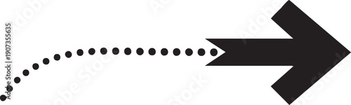Black dotted line leading to right pointing white background arrow right pointing arrow