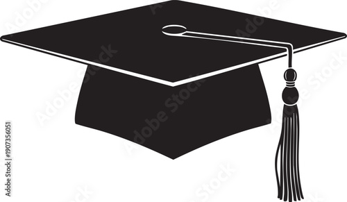 Black graduation cap with tassel mortarboard education
