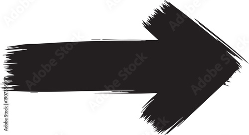 Black grunge arrow pointing right with brush stroke