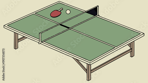 Ping Pong Table Setup Ready for Active Sports Game Recreation Fun Competition Illustration for Leisure Websites or Sports Advertising