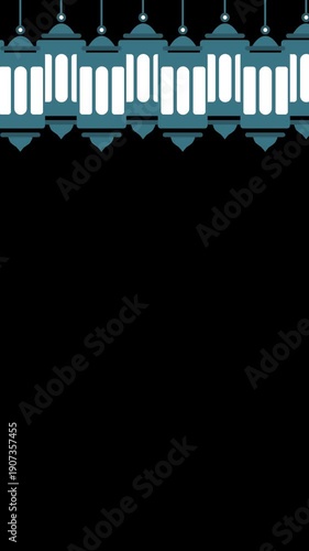 Ramadan lantern islamic background with alpha channel. Transparent ramadan design element animaton background. Motion graphics overlay. Ramadan template