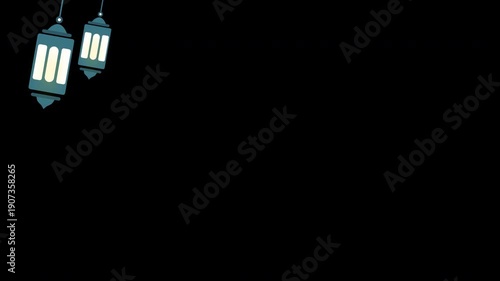 Ramadan lantern islamic background with alpha channel. Transparent ramadan design element animaton background. Motion graphics overlay. Ramadan template